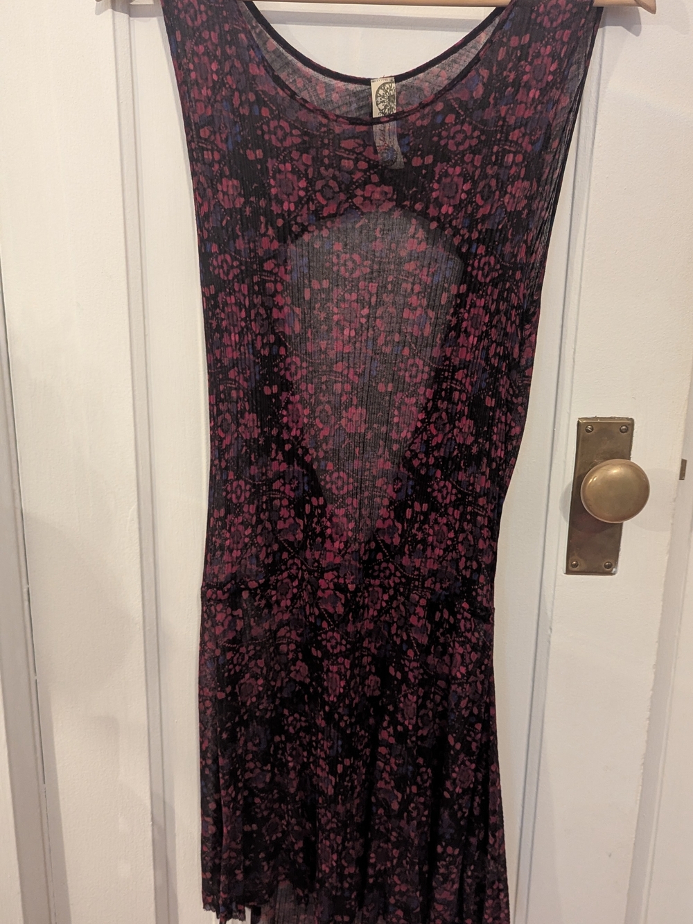 Free People Black Dress with Pink Floral Print and Backless Scoop